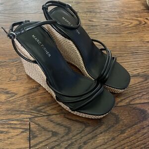 Marc Fisher Womens Zeki Woven Ankle Strap Rope Wedge Heels Shoes SIZE 8.5